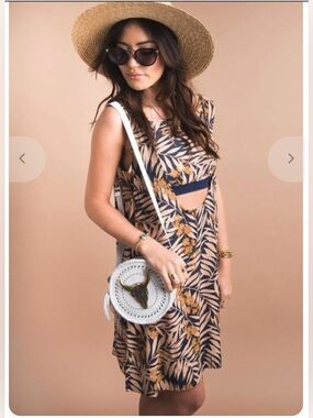 Free People Navy Combo Tropical Floral Safari 2 Per Dress Medium NWT